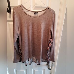 Cruel denim sz xl . High low.  Pleated. Long sleeve.